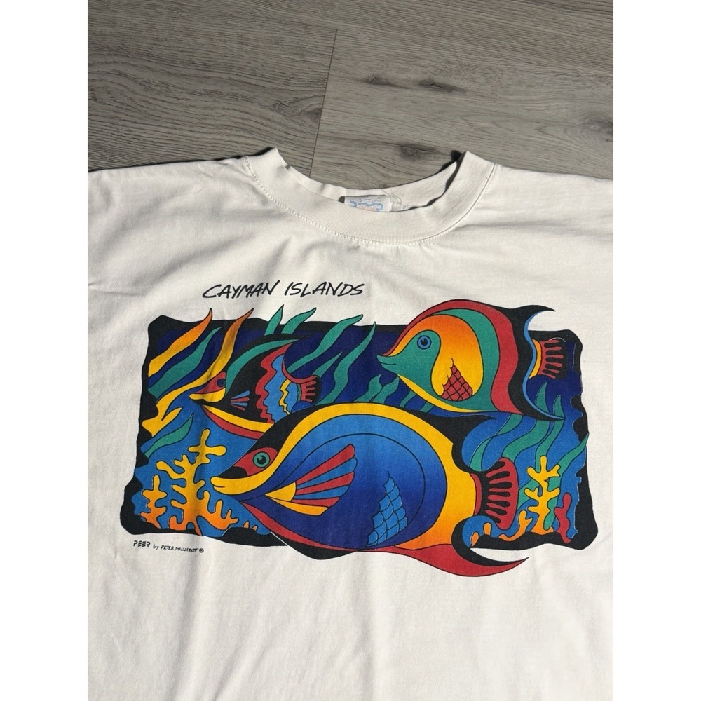 Vintage Cayman Islands Peter Musselman Art T Shirt XXL Soft Graphic Tee‎